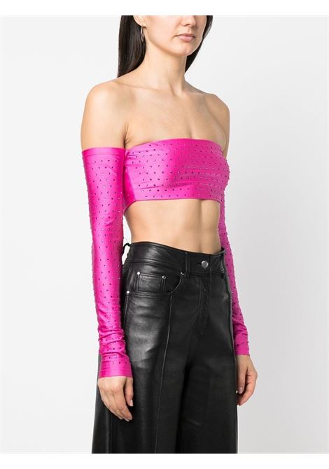 Fuchsia rhinestone-embellished crop top - women THE ANDAMANE | T130725DTJP062321